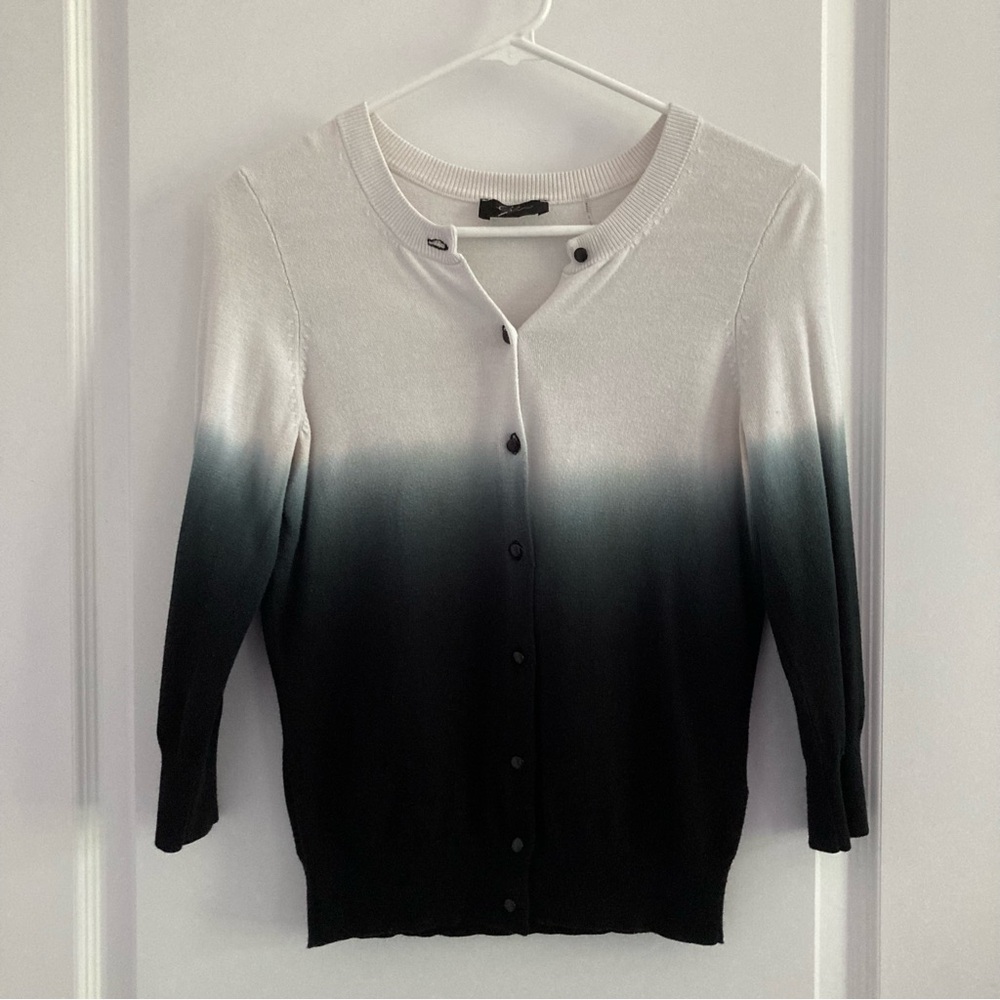 Black and White Ombré Cardigan Sweater